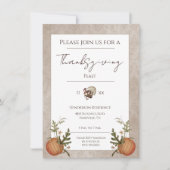  Damask Thanksgiving Diner | Beige Kaart (Voorkant)
