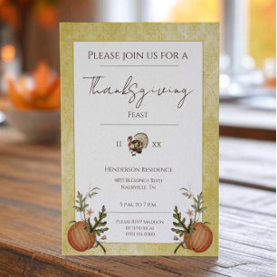 Damask Thanksgiving Diner Geel Kaart