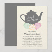 Damask & Theekop High Tea Uitnodiging (Voorkant / Achterkant)