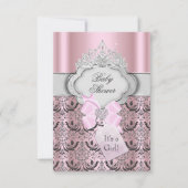 Damask & Tiara Princess Baby shower Invitation Kaart (Voorkant)