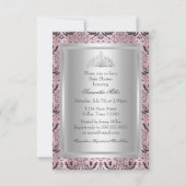 Damask & Tiara Princess Baby shower Invitation Kaart (Achterkant)