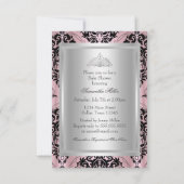 Damask & Tiara Princess Baby shower Invitation Kaart (Achterkant)