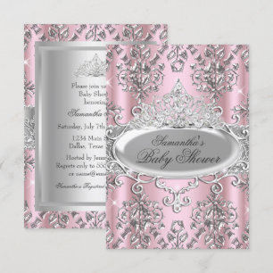  Damask Tiara Princess Baby shower Invite Kaart