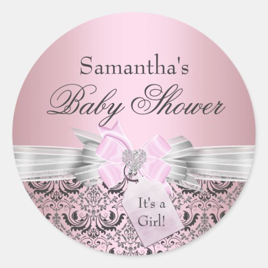 Damask & Tiara Princess Baby shower Sticker (Voorkant)