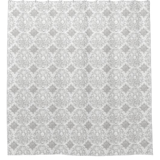  Damask Toile Etching Pattern Grey Sjabloon Douchegordijn (Voorkant)