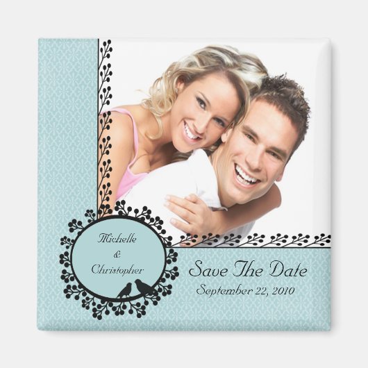 Damask Tortelduifjes Photo Save the Date Magnet (Voorkant)