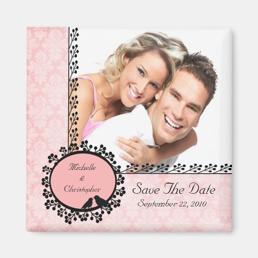 Damask Tortelduifjes Photo Save the Date Magnet (Voorkant)