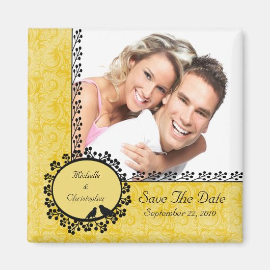 Damask Tortelduifjes Photo Save the Date Magnet (Voorkant)