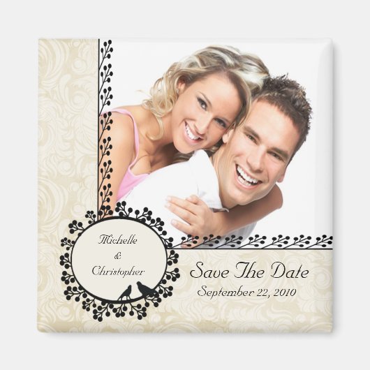 Damask Tortelduifjes Photo Save the Date Magnet (Voorkant)