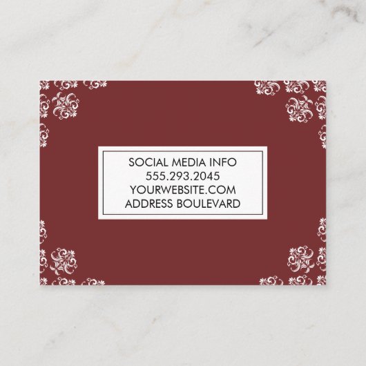 Damask Trim/Dark Red Visitekaartje (Achterkant)