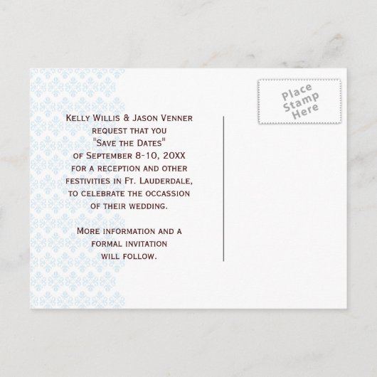 Damask Tropical | Bewaar de datum aankondiging (Achterkant)