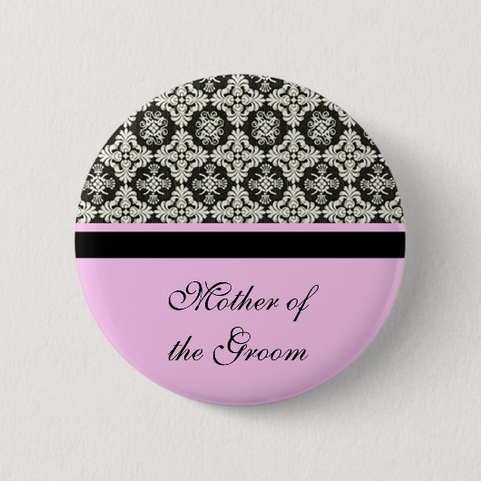Damask trouwknop. Voor moeder, zus, broer Ronde Button 5,7 Cm (Voorkant)