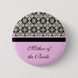 Damask trouwknop. Voor moeder, zus, broer Ronde Button 5,7 Cm