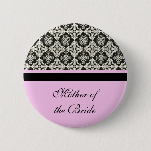 Damask trouwknop. Voor moeder, zus, broer Ronde Button 5,7 Cm (Voorkant)