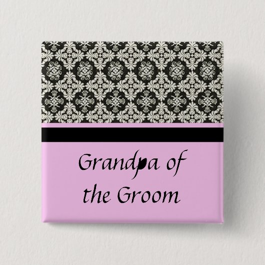 Damask trouwknop. Voor opa Vierkante Button 5,1 Cm (Voorkant)
