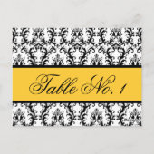 Damask Trouwtafel Nummer Kaart Geel Zwart (Achterkant)