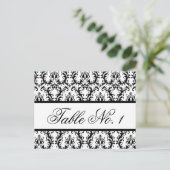 Damask Trouwtafel Nummer Kaart Wit Zwart (Staand voorkant)