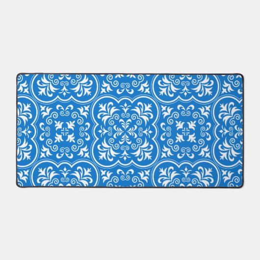 Damask True Blue Classic monochromatica Bureaumat (Voorkant)