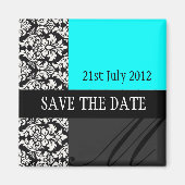 Damask Turquoise bewaar de datum Magnet (Voorkant)