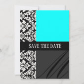 Damask Turquoise bewaar de Kaart Date (Voorkant)