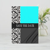 Damask Turquoise bewaar de Kaart Date (Staand voorkant)