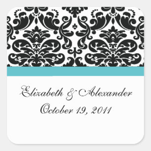 Damask Turquoise Blauw Vrijgezellenfeest Vierkante Sticker