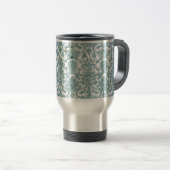  Damask Turquoise Grunge Rustic Travel Mug Reisbeker (Voorkant rechts)