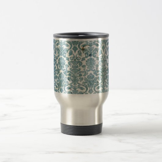  Damask Turquoise Grunge Rustic Travel Mug Reisbeker (Center)