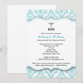 Damask Turquoise Nurse pinning afstuderen BSN RN Kaart (Voorkant / Achterkant)