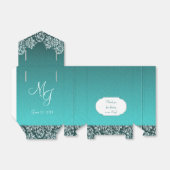 Damask Turquoise Wedding Favor Box Bedankdoosjes (Uitgevouwen)
