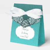 Damask Turquoise Wedding Favor Box Bedankdoosjes (Voorkant Zijde)