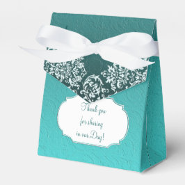 Damask Turquoise Wedding Favor Box Bedankdoosjes