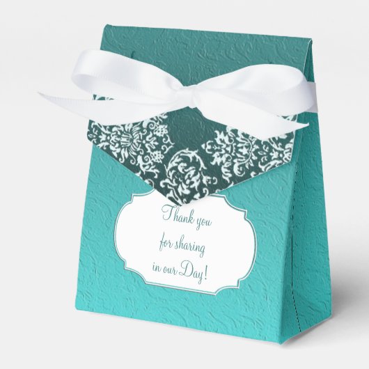 Damask Turquoise Wedding Favor Box Bedankdoosjes (Voorkant Zijde)