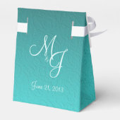 Damask Turquoise Wedding Favor Box Bedankdoosjes (Achterkant)