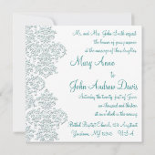 Damask Turquoise Wedding Invitation Kaart (Achterkant)