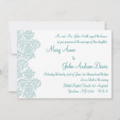 Damask Turquoise Wedding Invitation Kaart (Achterkant)