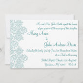 Damask Turquoise Wedding Invitation Kaart (Achterkant)