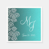 Damask Turquoise Wedding Paper Napkins Servet (Voorkant)