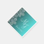 Damask Turquoise Wedding Paper Napkins Servet (Hoek)