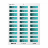 Damask Turquoise Wedding Return Label (Full Sheet)