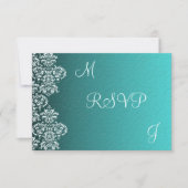 Damask Turquoise Wedding RSVP (Voorkant)