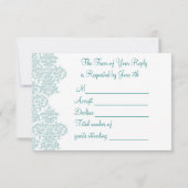 Damask Turquoise Wedding RSVP (Achterkant)