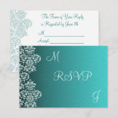 Damask Turquoise Wedding RSVP (Voorkant / Achterkant)