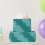 Damask Turquoise Wedding Wrapping Paper Cadeaupapier<br><div class="desc">Een Digitalcon-ontwerp van Afbeeldingen met een Turquoise Blue Color and Damask Design met een verscheidenheid aan aangepaste afbeeldingen, vormen, patronen, stijlen en lettertypen in dit 'Damask Turquoise Wedding'-omslagpapier. Dit elegante en aantrekkelijke ontwerp komt volledig met douanetekst die aan uw eigen groet aanpast. Dit speciale ontwerp past de beschikbare design van...</div>
