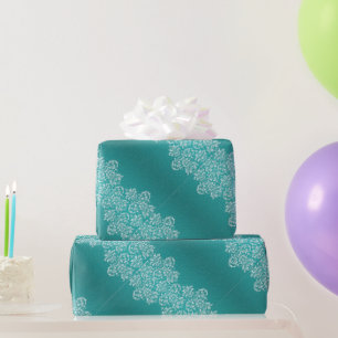 Damask Turquoise Wedding Wrapping Paper Cadeaupapier