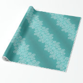 Damask Turquoise Wedding Wrapping Paper Cadeaupapier (Uitgerold)