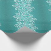 Damask Turquoise Wedding Wrapping Paper Cadeaupapier (Hoek)