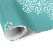 Damask Turquoise Wedding Wrapping Paper Cadeaupapier (Rol Hoek)
