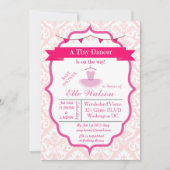 Damask Tutu Ballerina Baby Shower Invitaties Aqua Kaart (Voorkant)