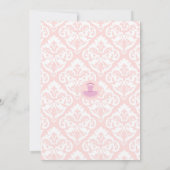 Damask Tutu Ballerina Baby Shower Invitaties Aqua Kaart (Achterkant)